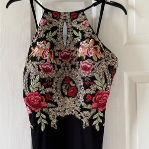 Elegant Floral Embroidered Maxi Dress